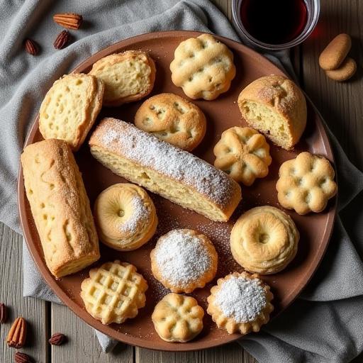 Assortimento di biscotti secchi tradizionali italiani.